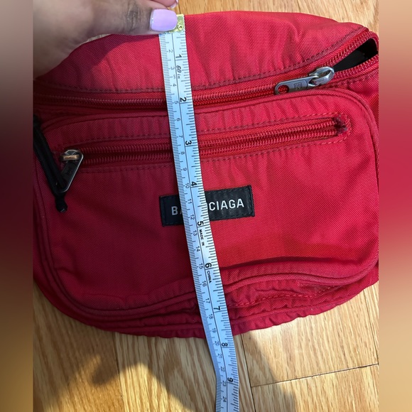 BALENCIAGA DEMNA red logo dual pocket nylon black waist belt crossbody bag - Picture 14 of 16